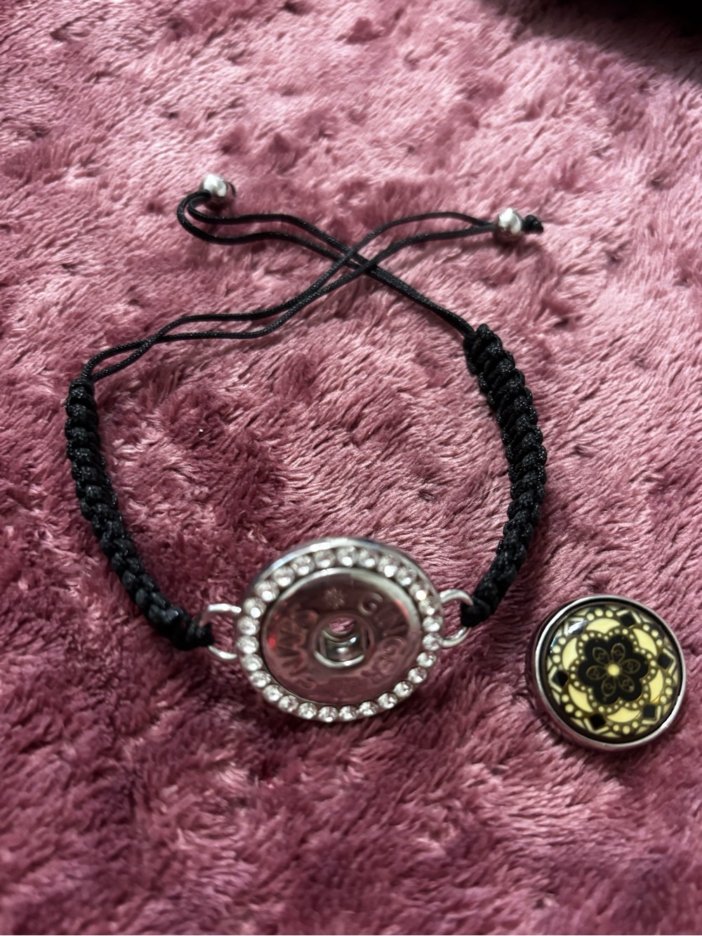 Black Braided Snap Button Bracelet